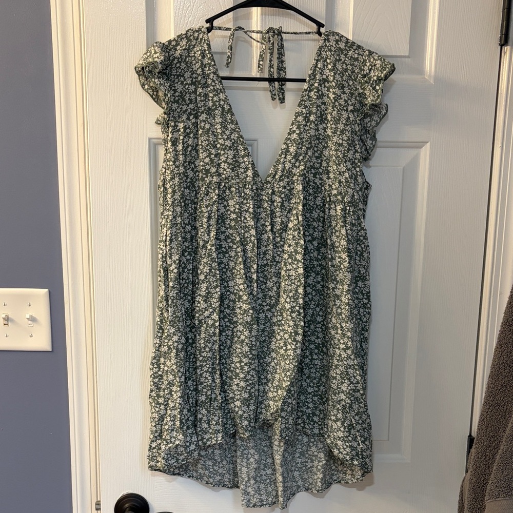 Target Green Floral V-Neck Dress